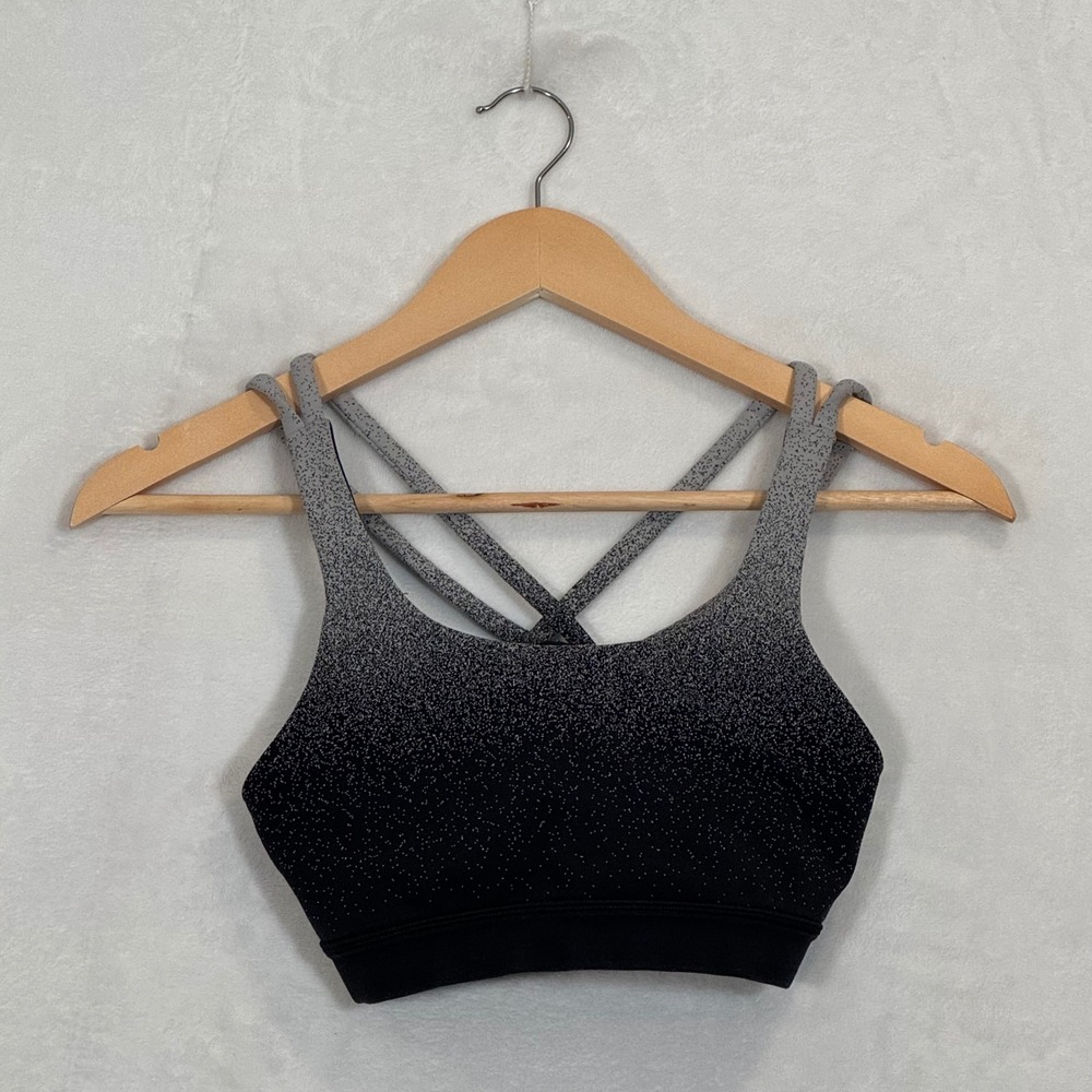 Lululemon Black Grey Ombre Speckled Free To Be Wild Sports Bra 6